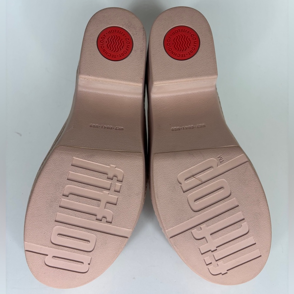 FitFlop CushX Chunky-Heel Mules – platform Beige Size US 9 EU 41 Comfort Clog - Picture 14 of 16